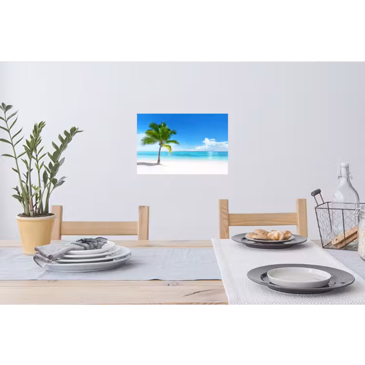 Palmboom - Strand - Zee - Zomer Muursticker klein -eettafel