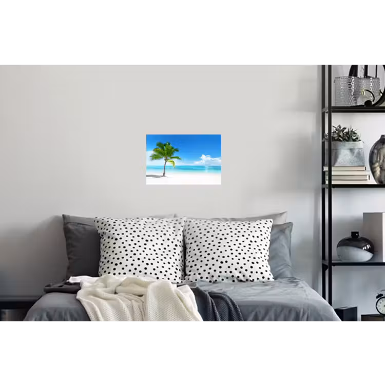 Palmboom - Strand - Zee - Zomer Muursticker klein -slaapkamer