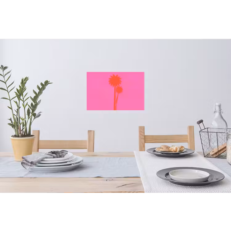 Palmbomen - Modern - Roze Muursticker klein -eettafel