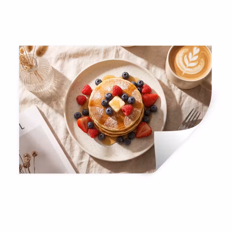 Pannenkoeken - Bessen - Ontbijt - Modern - Beige Muursticker klein -3d