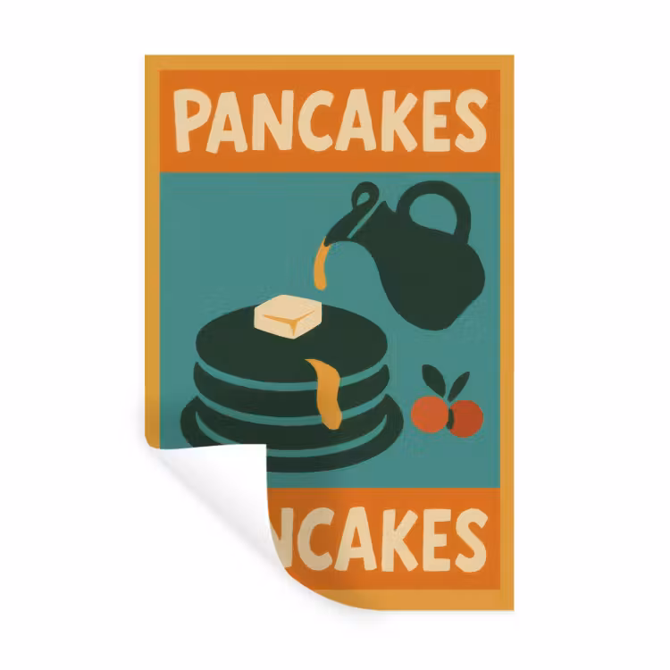 Pannenkoeken - Siroop - Illustratie - Oranje Muursticker klein -3d