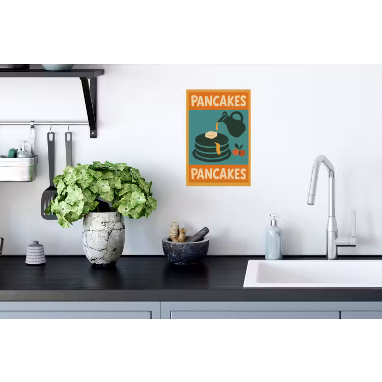 Pannenkoeken - Siroop - Illustratie - Oranje Muursticker klein -keuken