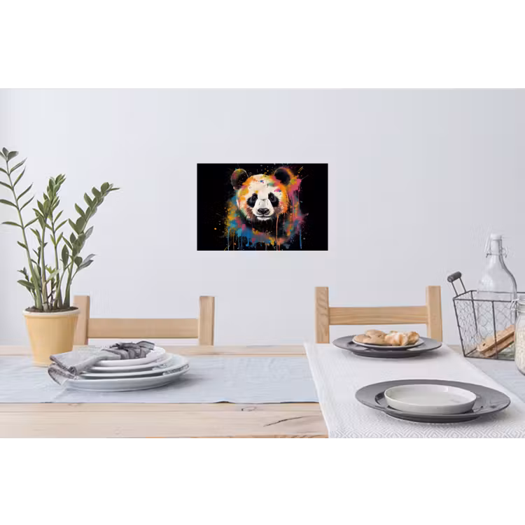 Panda - Graffiti - Dieren - Zwart - Kleuren Muursticker klein -eettafel