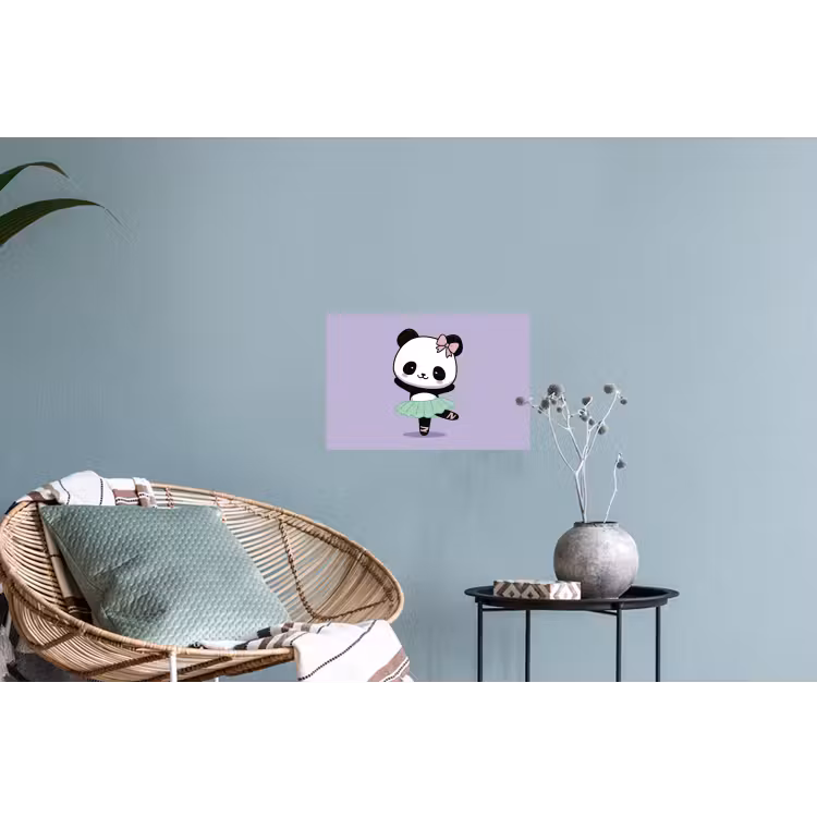 Panda - Paars - Sierlijk - Kawaii Muursticker klein -plant