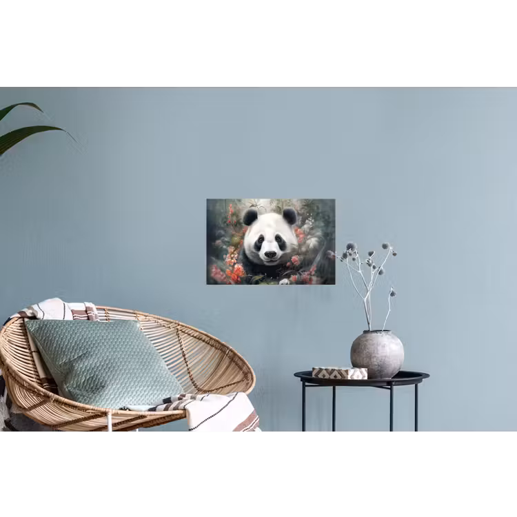 Panda - Wilde dieren - Bloemen - Natuur Muursticker klein -plant
