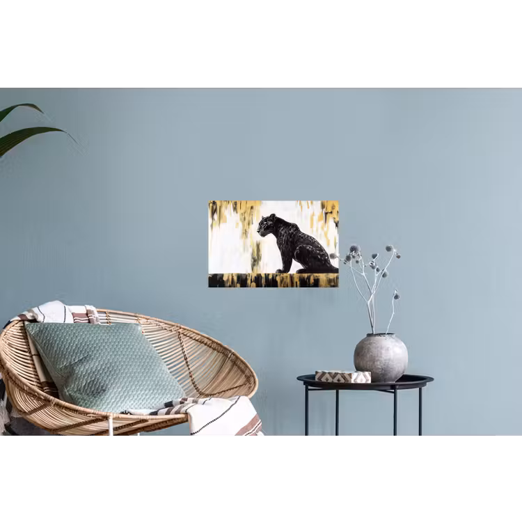 Panter - Zwart - Abstract - Goud Muursticker klein -plant