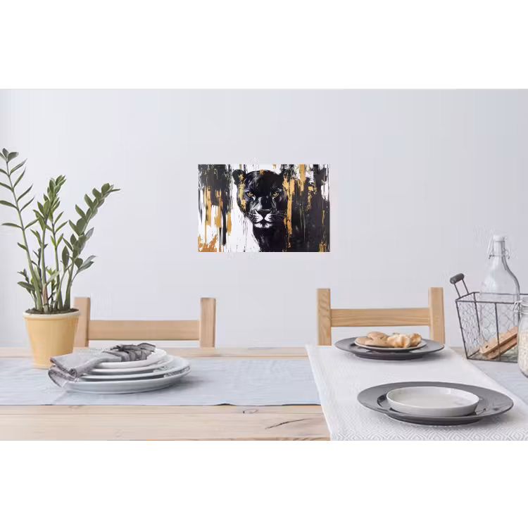 Panter - Zwart - Abstract - Verfstreken Muursticker klein -eettafel