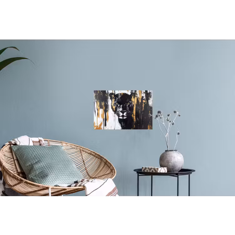 Panter - Zwart - Abstract - Verfstreken Muursticker klein -plant