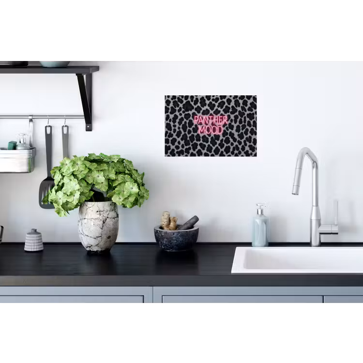 Panterprint - Zwart - Neonletters - Roze Muursticker klein -keuken