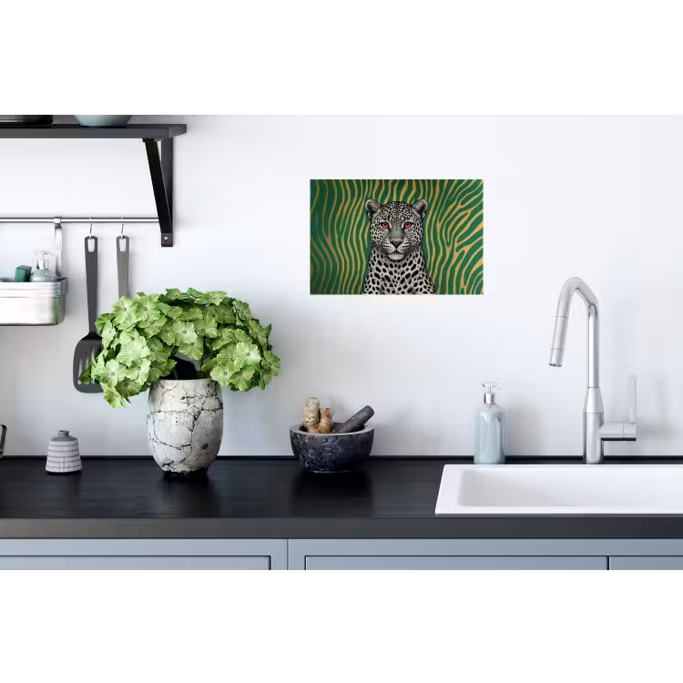 Panter - Zebrapatroon - Groen Muursticker klein -keuken