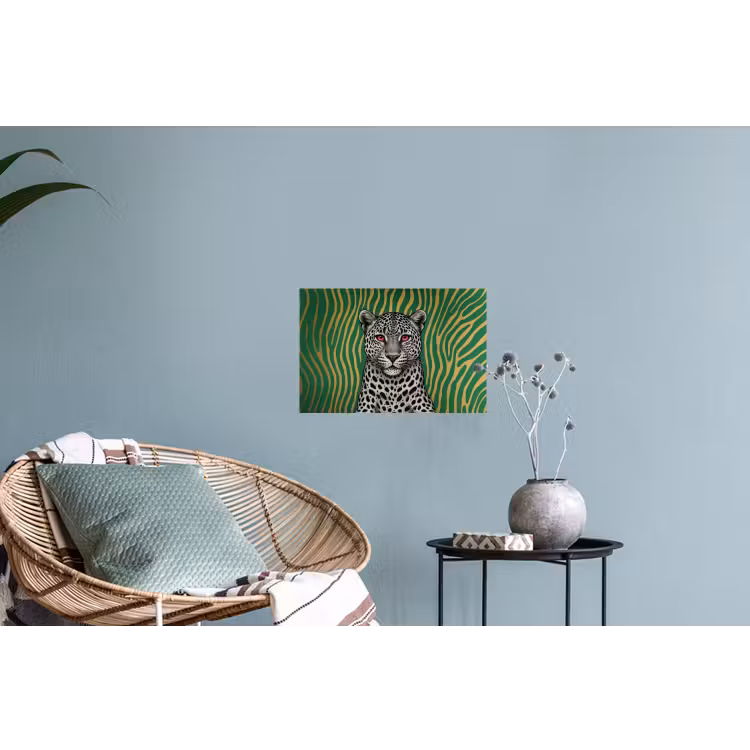 Panter - Zebrapatroon - Groen Muursticker klein -plant