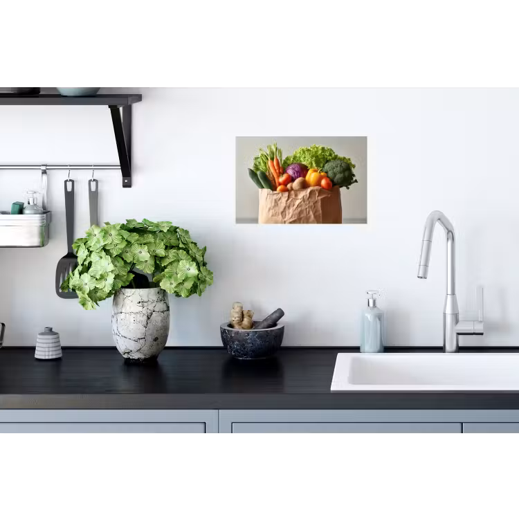 Papieren - Boodschappen - Groente - Kleurrijk Muursticker klein -keuken