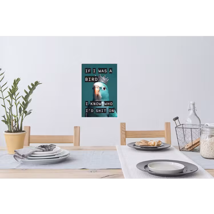 Parkiet - Turquoise - Quotes - Decoratie Muursticker klein -eettafel
