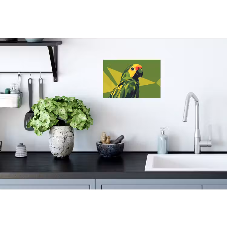 Papegaai - Groen - Snavel - Abstract Muursticker klein -keuken