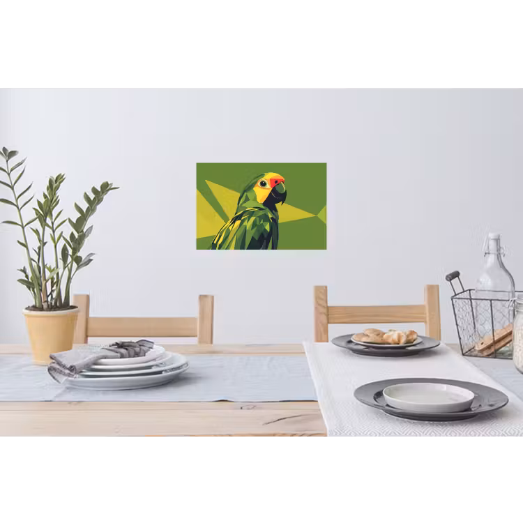 Papegaai - Groen - Snavel - Abstract Muursticker klein -eettafel