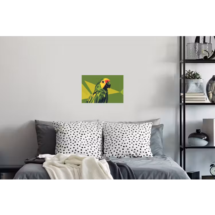 Papegaai - Groen - Snavel - Abstract Muursticker klein -slaapkamer