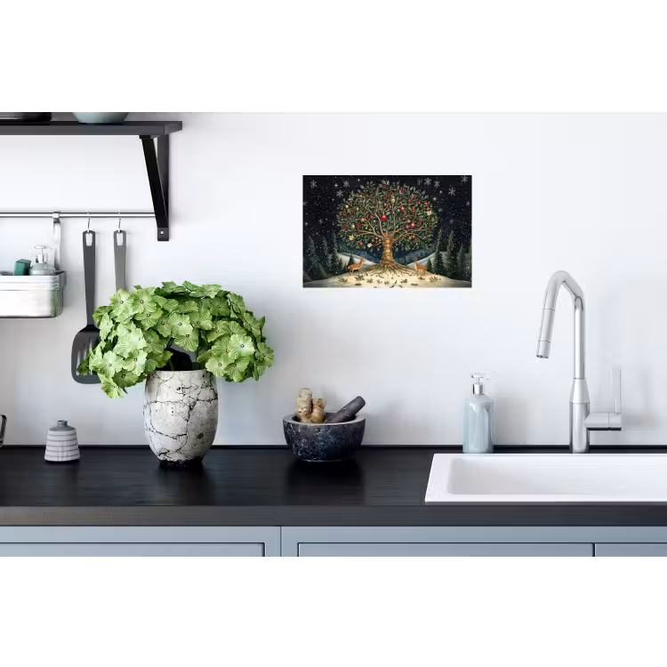 Feestboom - Winterhemel - Kleurrijk Muursticker klein -keuken