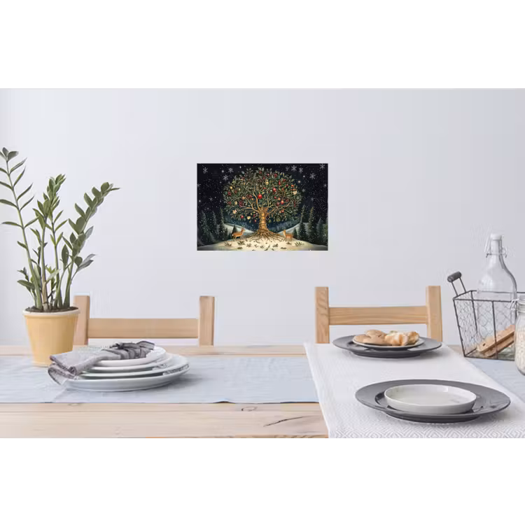 Feestboom - Winterhemel - Kleurrijk Muursticker klein -eettafel
