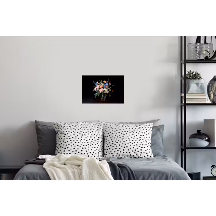 Pastel - Bloemen - Glazen - Vaas Muursticker klein -slaapkamer