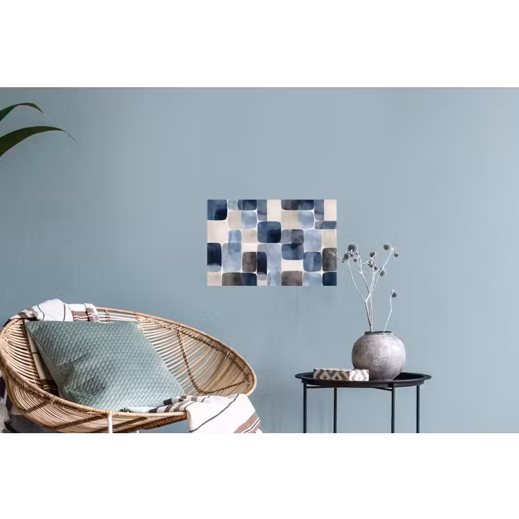 Patroon - Blauw - Vierkanten Muursticker klein -plant