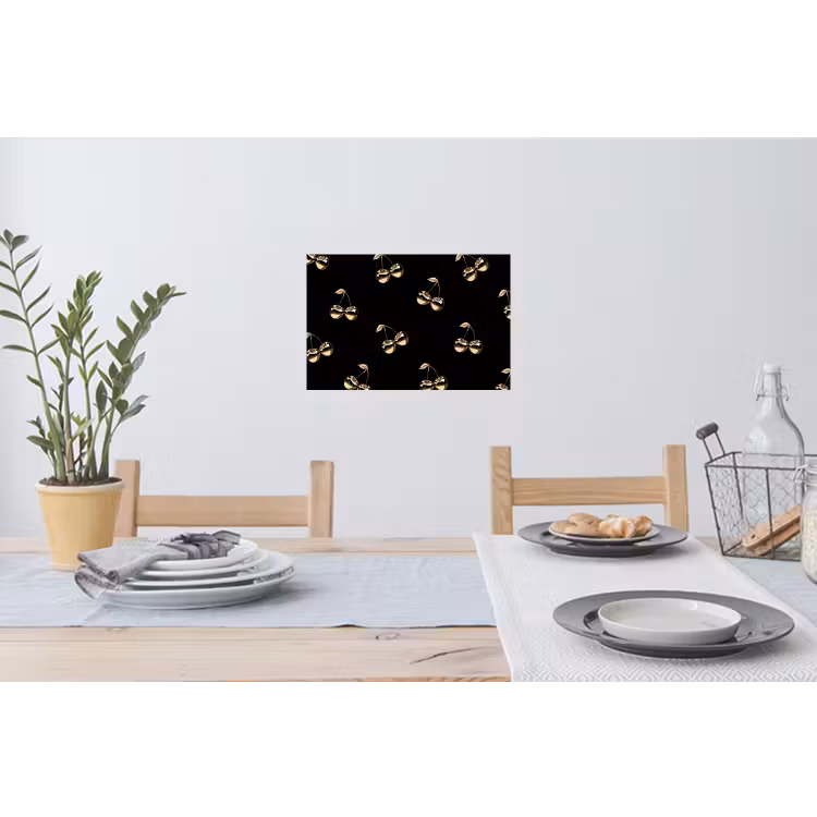 Patroon - Kersen - Goud - Chrome Muursticker klein -eettafel