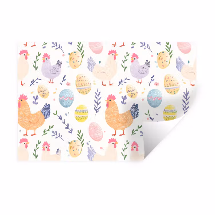 Patroon - Kip - Paaseieren Muursticker klein -3d