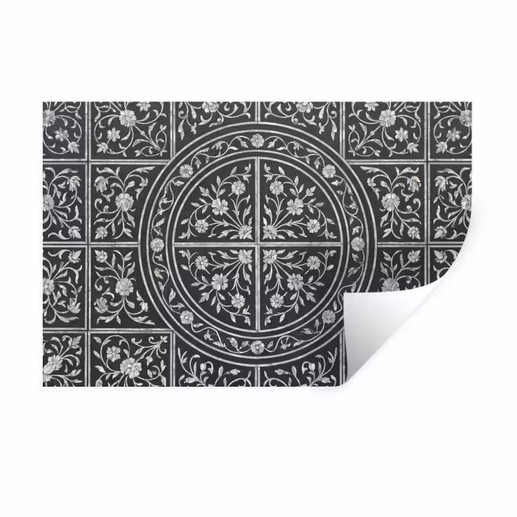 Patroon - Bloemmotief - Decoratie - Klassiek - Zwart Muursticker klein -3d