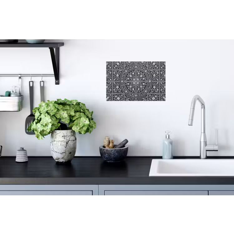 Patroon - Bloemmotief - Decoratie - Klassiek - Zwart Muursticker klein -keuken
