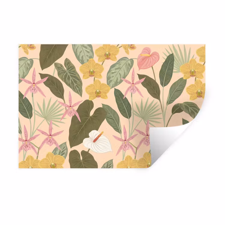Patroon - Bloemen - Kleurrijk Muursticker klein -3d