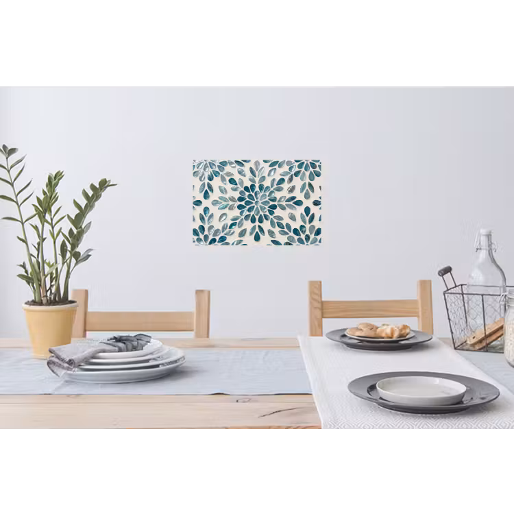 Patroon - Bladeren - Abstract - Modern - Turquoise Muursticker klein -eettafel