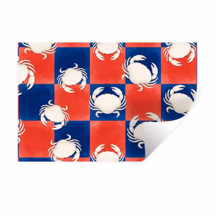 Patroon - Zeeleven - Rood - Blauw - Abstract Muursticker klein -3d