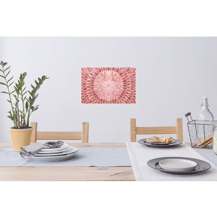 Patroon - Mozaïek - Ovaal - Abstract - Roze Muursticker klein -eettafel