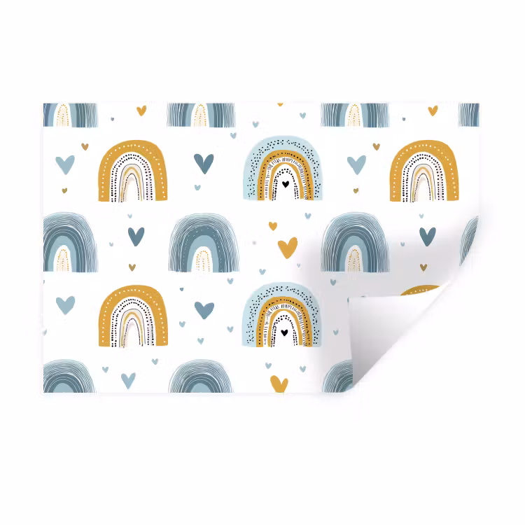 Patroon - Regenboog - Hartjes Muursticker klein -3d