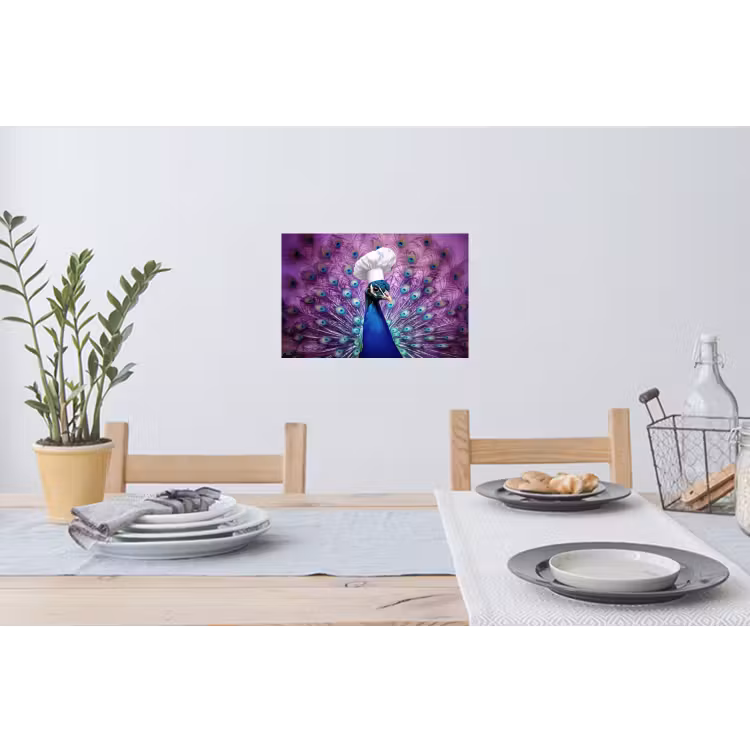Pauw - Koksmuts - Cool - Paars Muursticker klein -eettafel