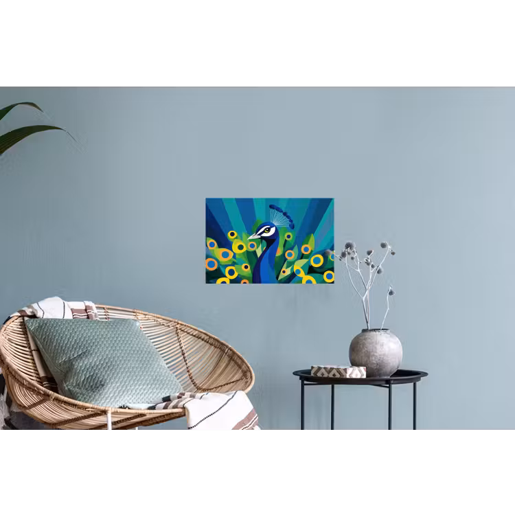 Pauw - Cirkels - Blauw Muursticker klein -plant