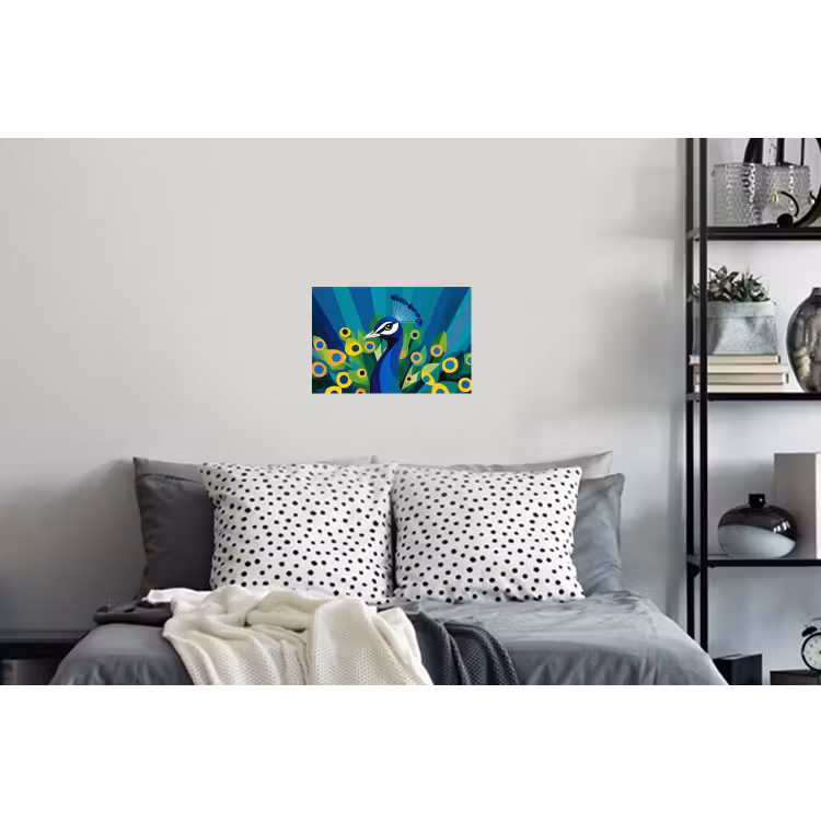 Pauw - Cirkels - Blauw Muursticker klein -slaapkamer