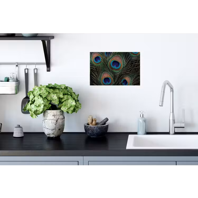 Pauwenveren - Klassiek - Groen Muursticker klein -keuken