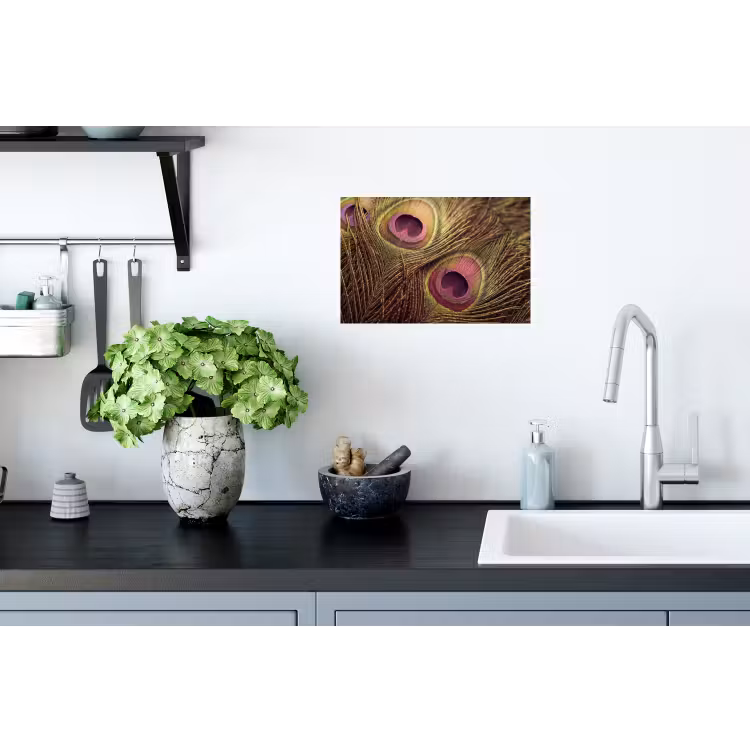 Pauw - Veren - Paars - Groen Muursticker klein -keuken