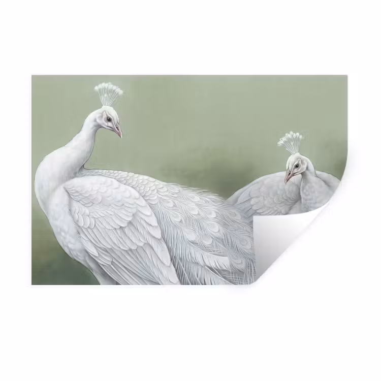 Pauwen - Wit - Natuur - Groen Muursticker klein -3d