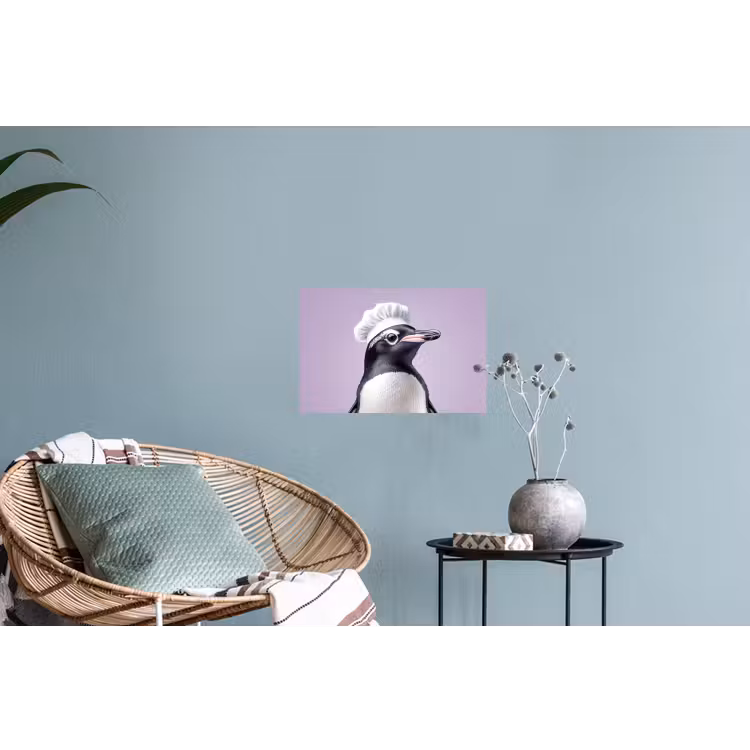 Pinguïn - Koksmuts - Lief - Paars Muursticker klein -plant