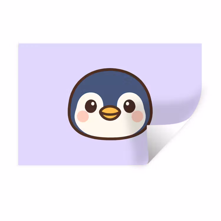 Pinguïn - Paars - Schattig Muursticker klein -3d