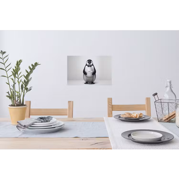 Pinguïn - WC rol - Wit Muursticker klein -eettafel