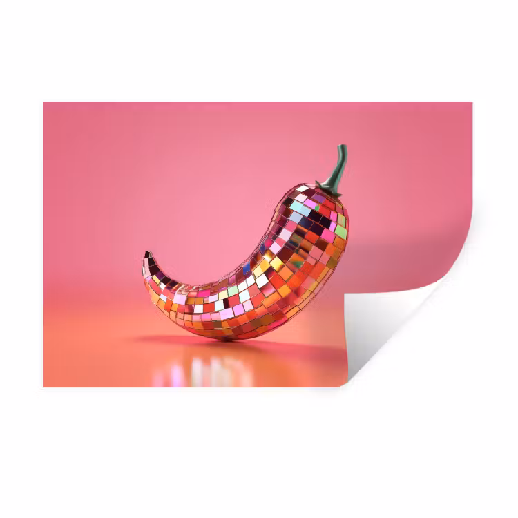 Peper - Disco - Rood - Glitter Muursticker klein -3d