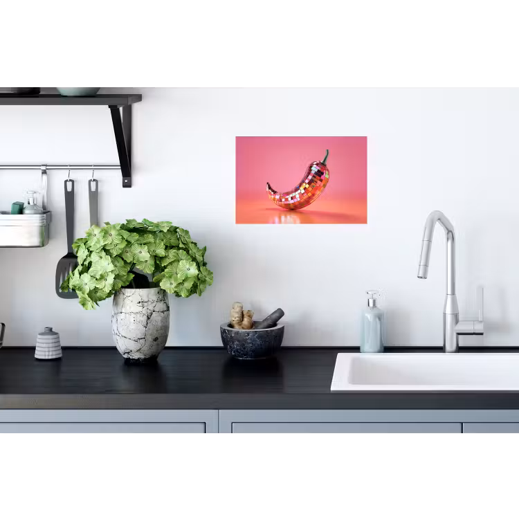Peper - Disco - Rood - Glitter Muursticker klein -keuken