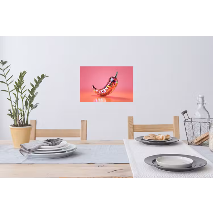 Peper - Disco - Rood - Glitter Muursticker klein -eettafel
