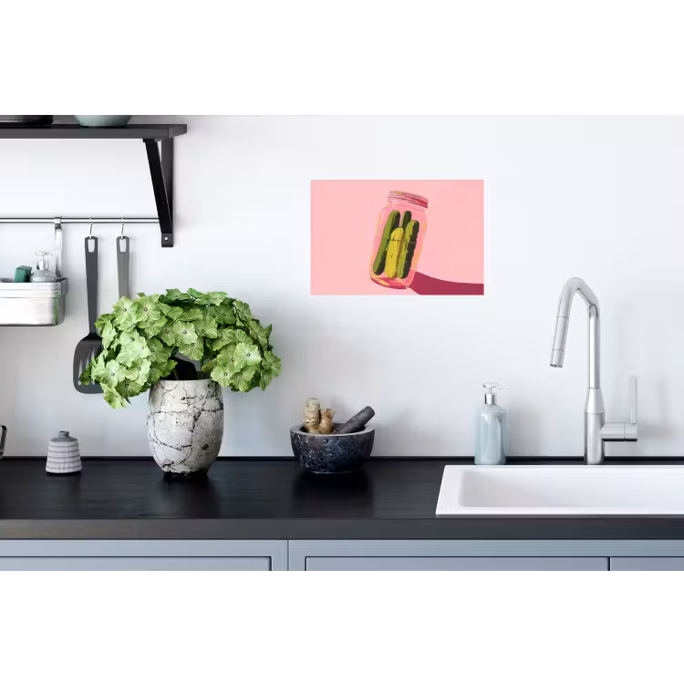 Augurken - Pot - Schaduw - Roze Muursticker klein -keuken