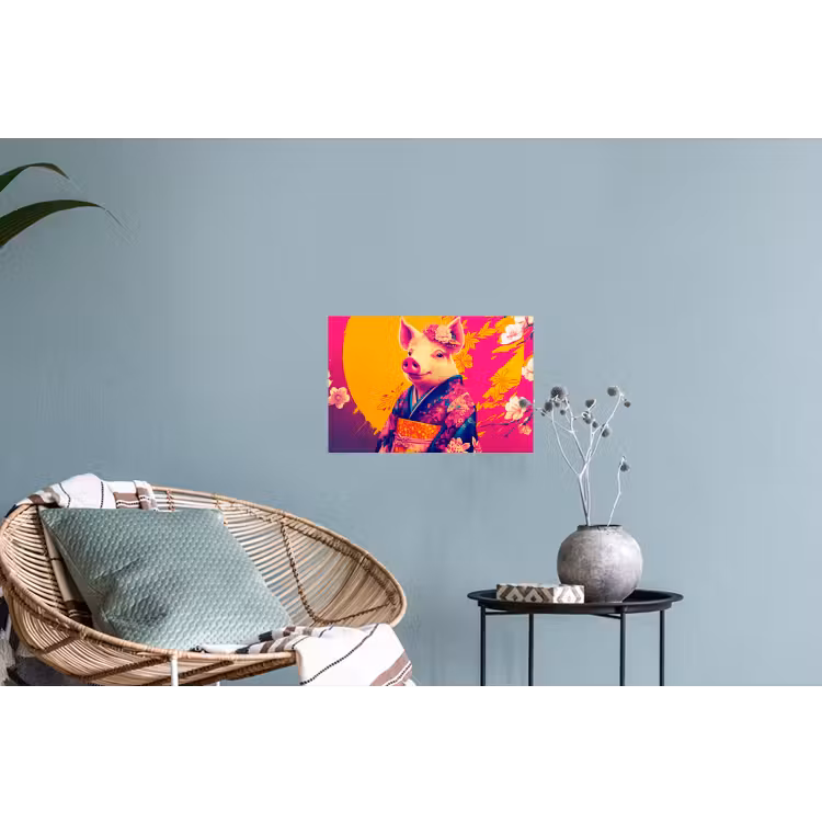 Varken - Bloemkroon - Kimono - Abstract Muursticker klein -plant