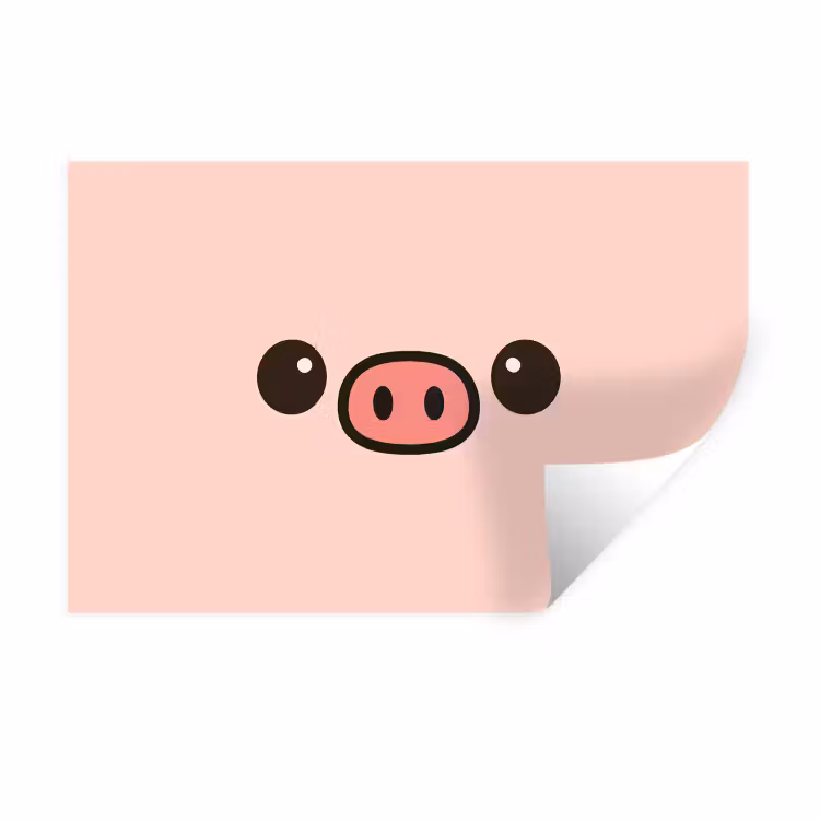 Varken - Roze - Minimalistisch Muursticker klein -3d