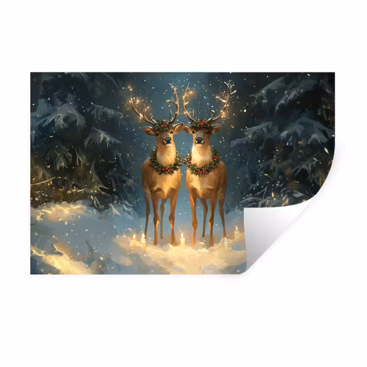 Dennensprookje - Rendier - Nacht Muursticker klein -3d
