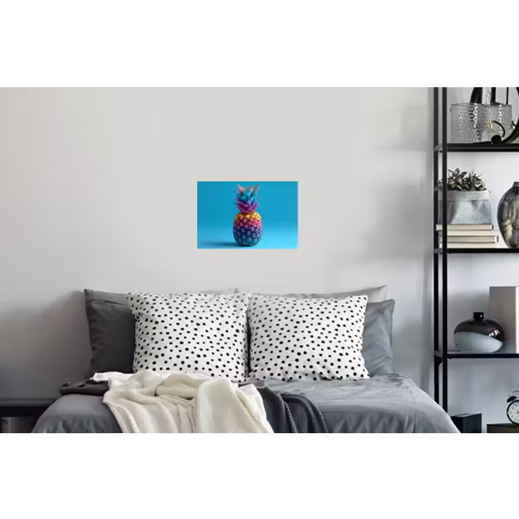 Ananas - Regenboog - Blauw - Popart Muursticker klein -slaapkamer